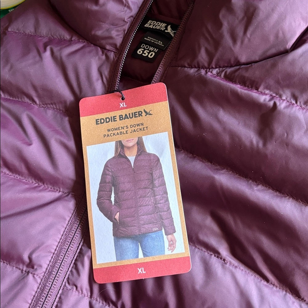 Eddie Bauer Women's Packable Jacket 650 Fill Power Down No Hood Zip Pockets 😍 - Picture 3 of 10